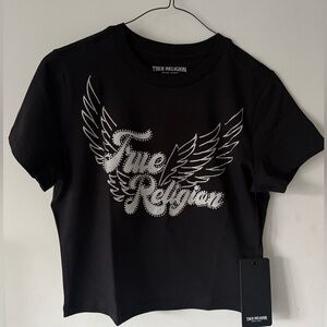 NEW True Religion Crystal Wing Baby Tee